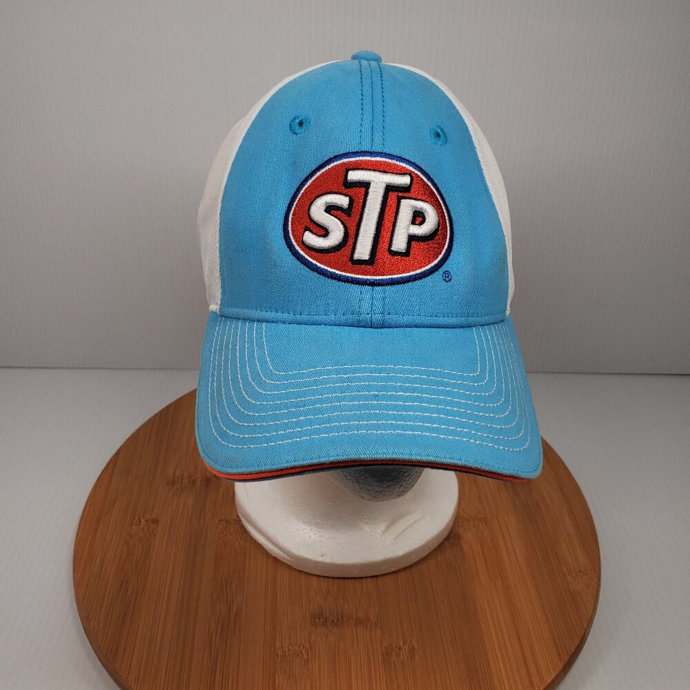 Fanatics STP 43 Aric Almirola Trucker Hat Blue White Nascar Baseball Cap